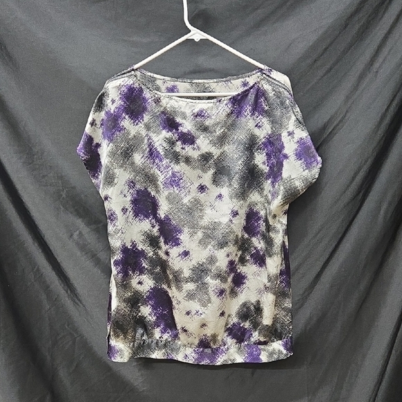 Fred David Abstract Purple and Gray Short Sleeve Top - Picture 3 of 11